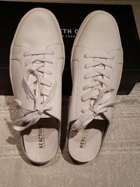 Kenneth Cole NWOT Flats Leather Low-Top Lace Mule Sneakers Open Back Clog Womens